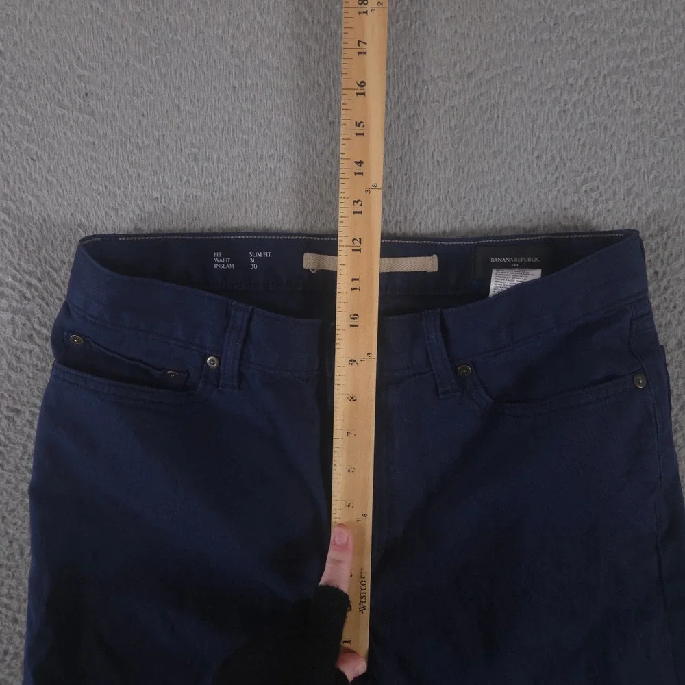 Banana Republic Pants Mens 31x30 Blue Slim Fit Linen-Blend Five Pocket Washwell